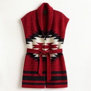 🔥 Lauren Ralph Lauren Southwestern Sleeveless Belted Sweater Vest - Size M